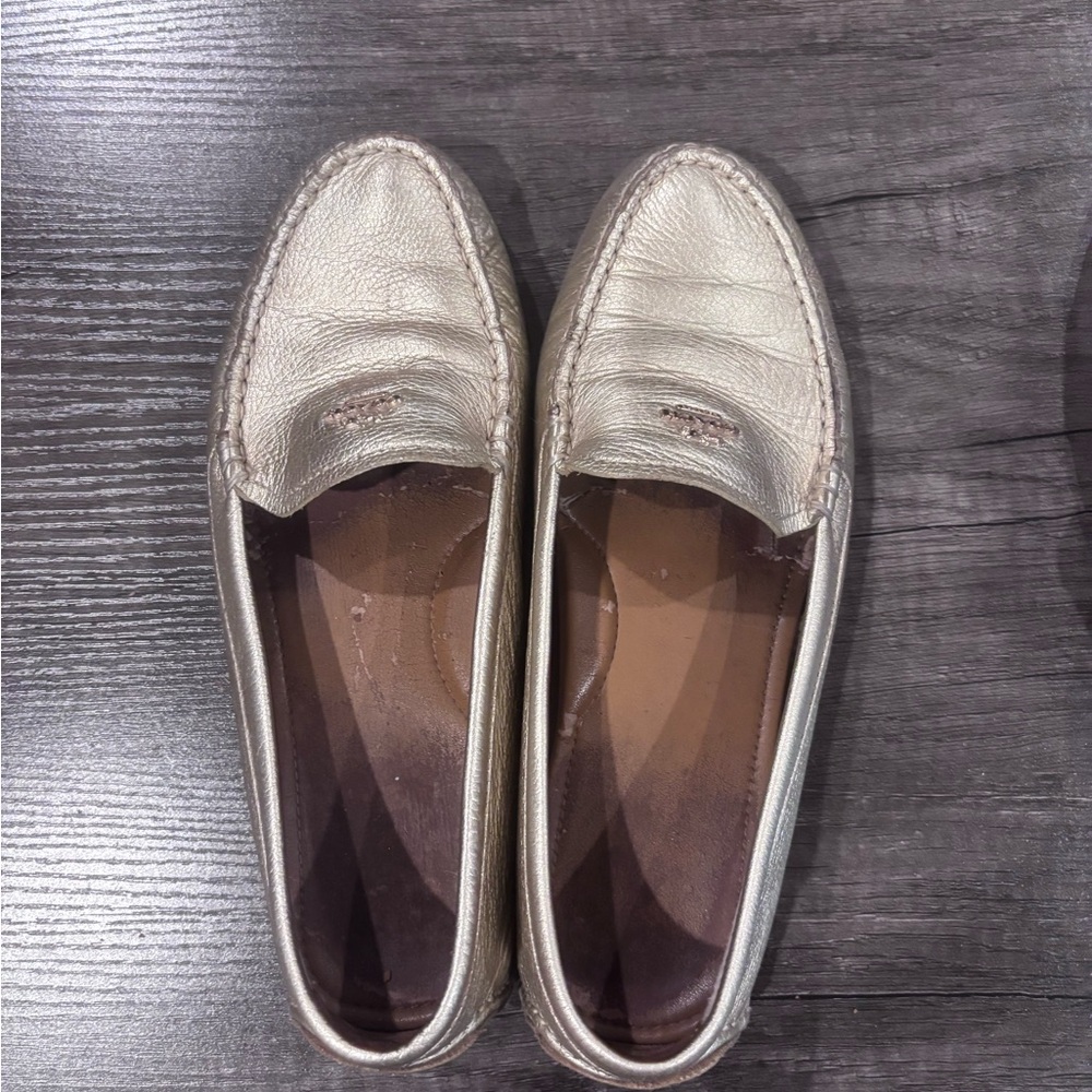 Coach Metallic Silver Loafers